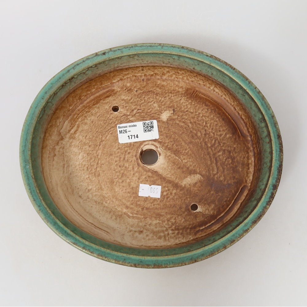 Bonsaischaal van keramiek 24 x 21 x 5 cm, groen