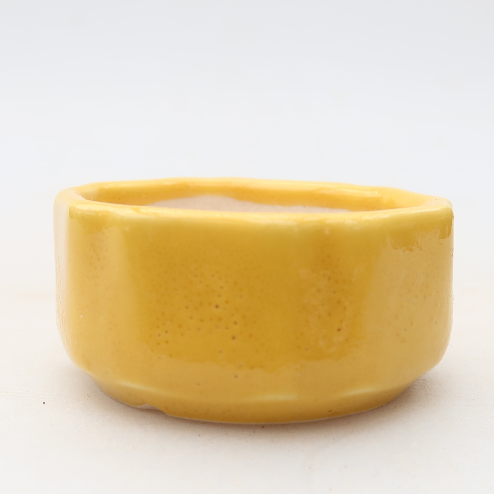 Keramische bonsaipot van 5 x 5 x 2,5 cm, kleur: geel