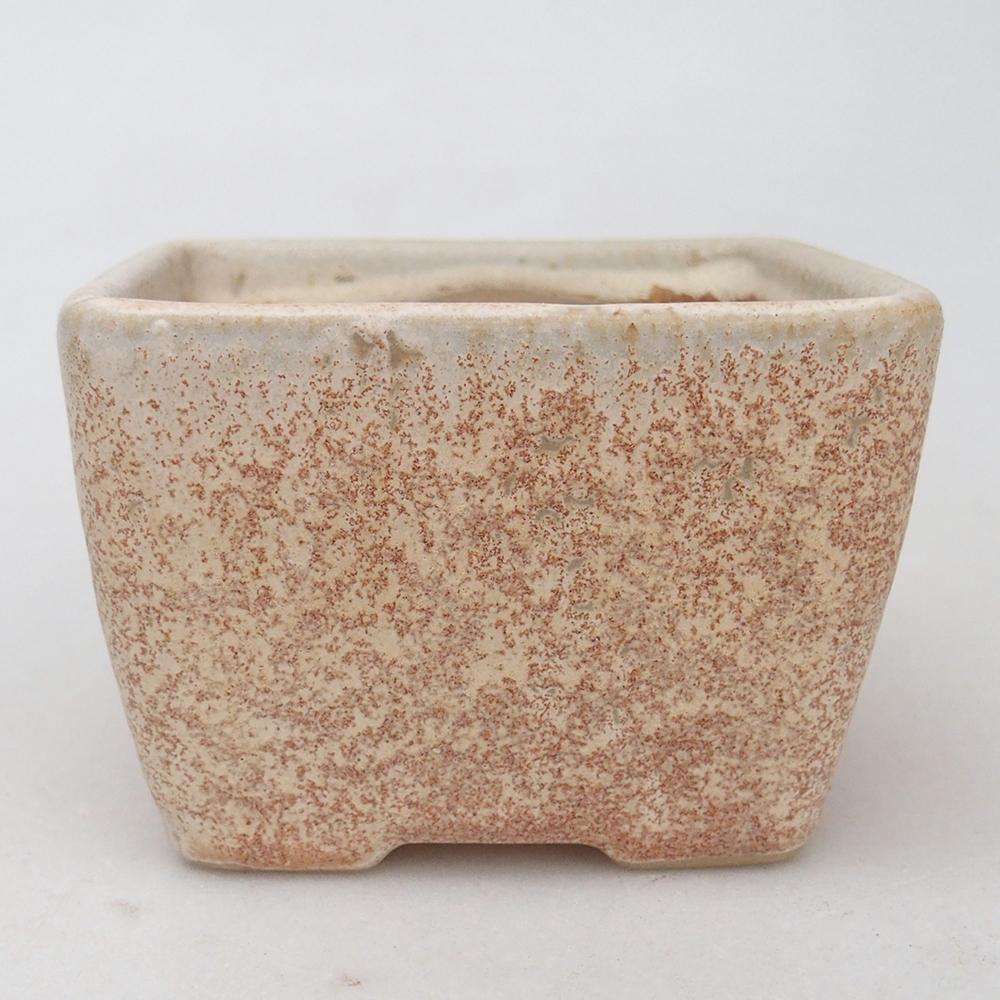 Bonsaischaal van keramiek 8,5 x 8,5 x 6 cm, kleur beige
