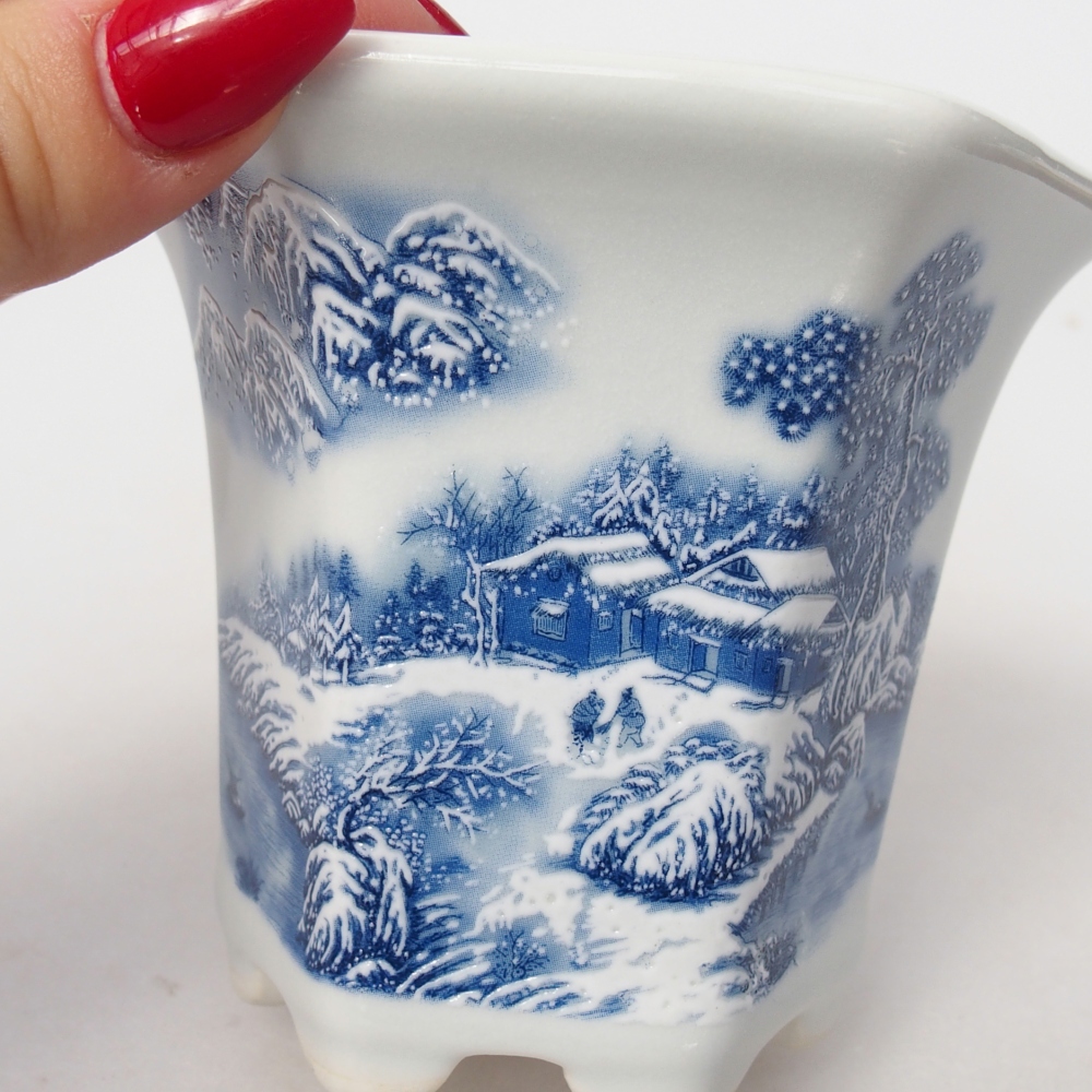 Bonsaischaal van keramiek 10 x 9 x 9 cm, kleur wit