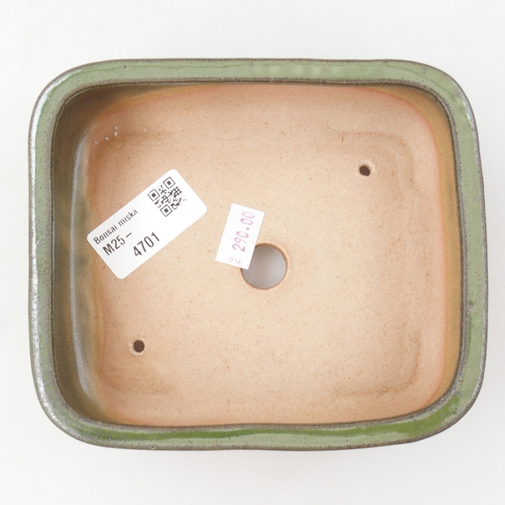 Bonsaischaal van keramiek 14 x 12,5 x 4,5 cm, groen