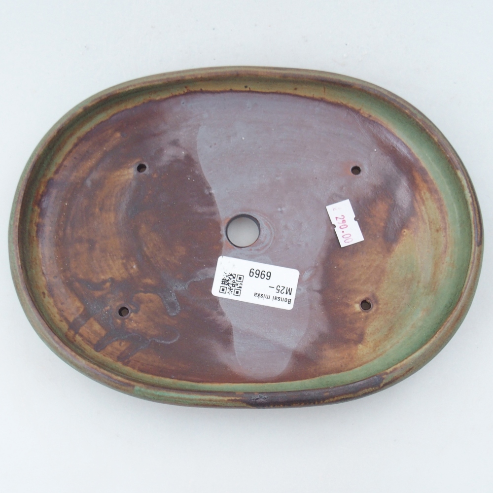 Bonsaischaal van keramiek 26 x 26 x 8 cm, kleur rood