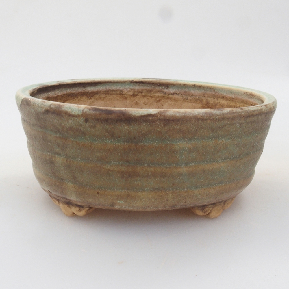 Bonsaischaal van keramiek 10 x 8,5 x 4 cm, bruin