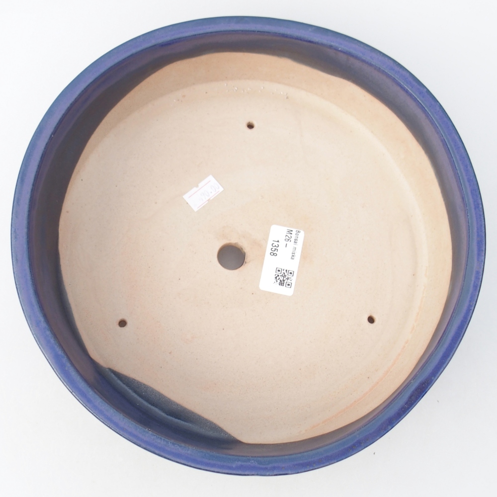 Bonsaischaal van keramiek 24,5 x 24,5 x 7 cm, kleur blauw