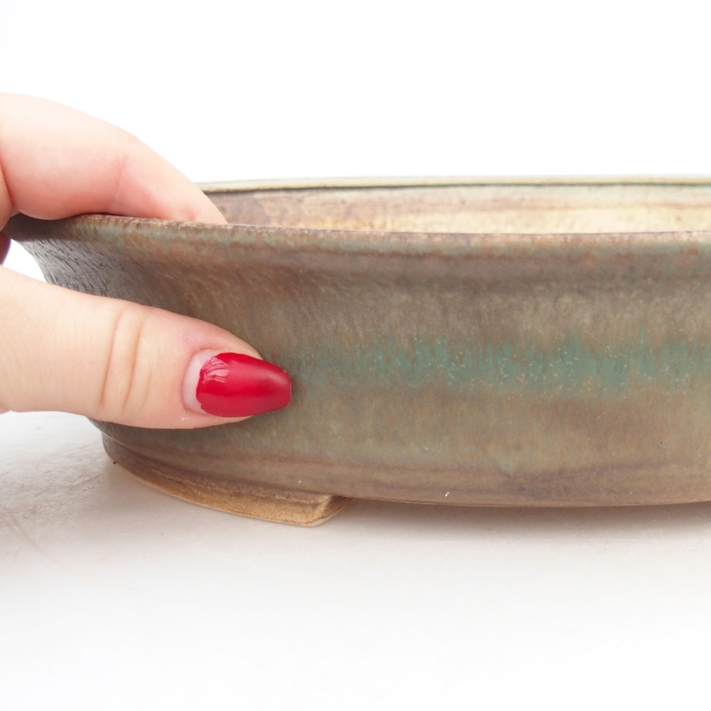 Bonsaischaal van keramiek 26,5 x 24 x 5,5 cm, groen