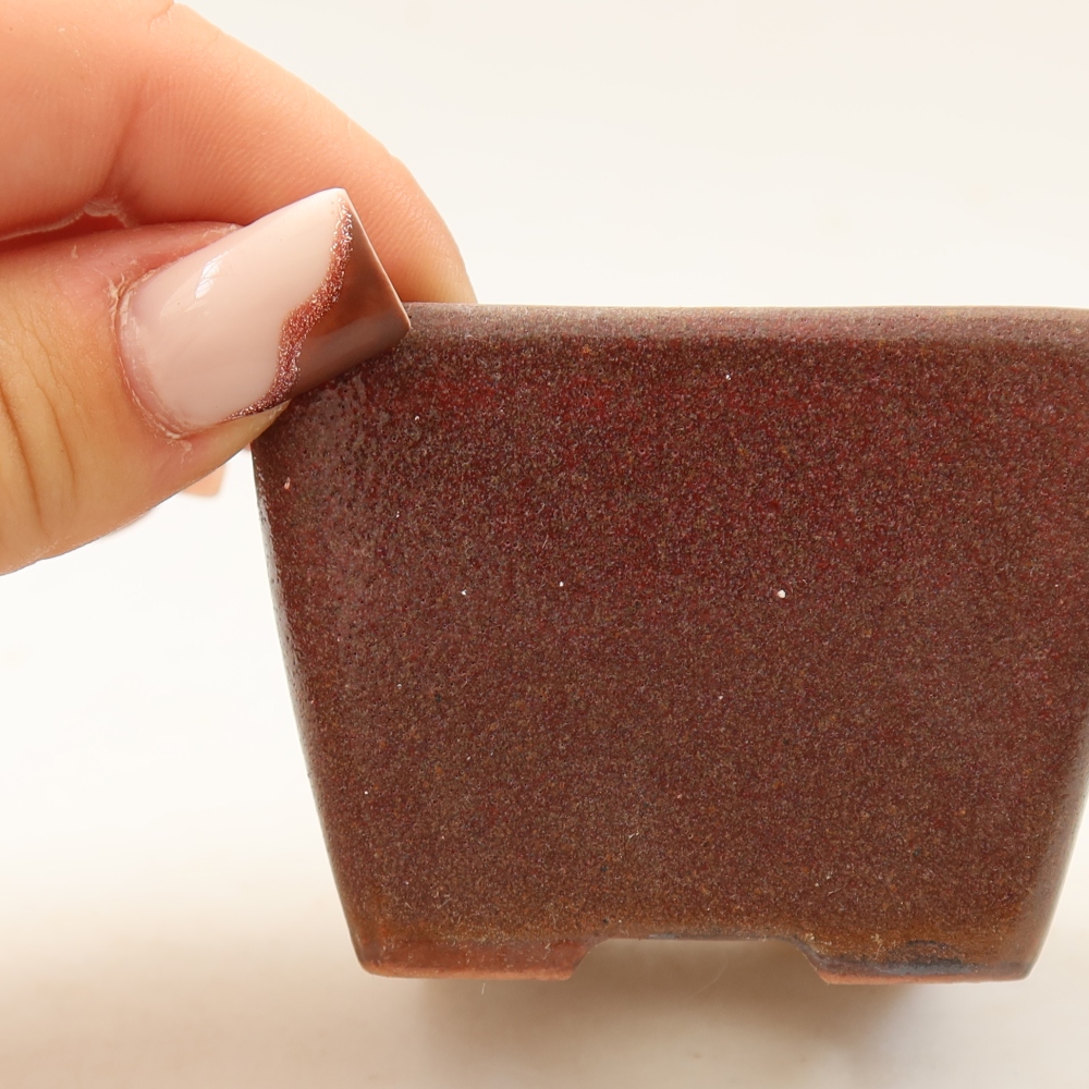 Keramische bonsaipot 6,5 x 6,5 x 5 cm, kleur bruin