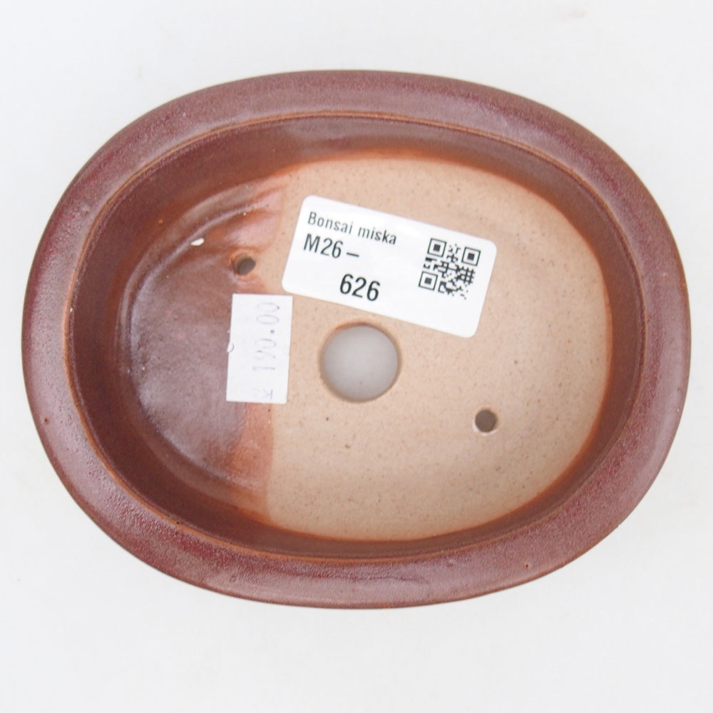 Bonsaischaal van keramiek 12 x 10 x 3 cm, bordeauxrood