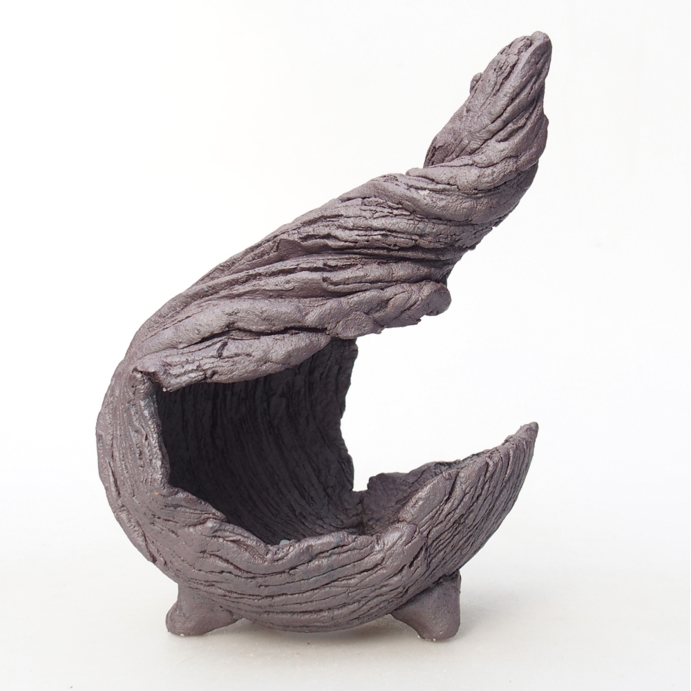 Keramische schaal 10 x 8,5 x 12,5 cm , metaalkleur