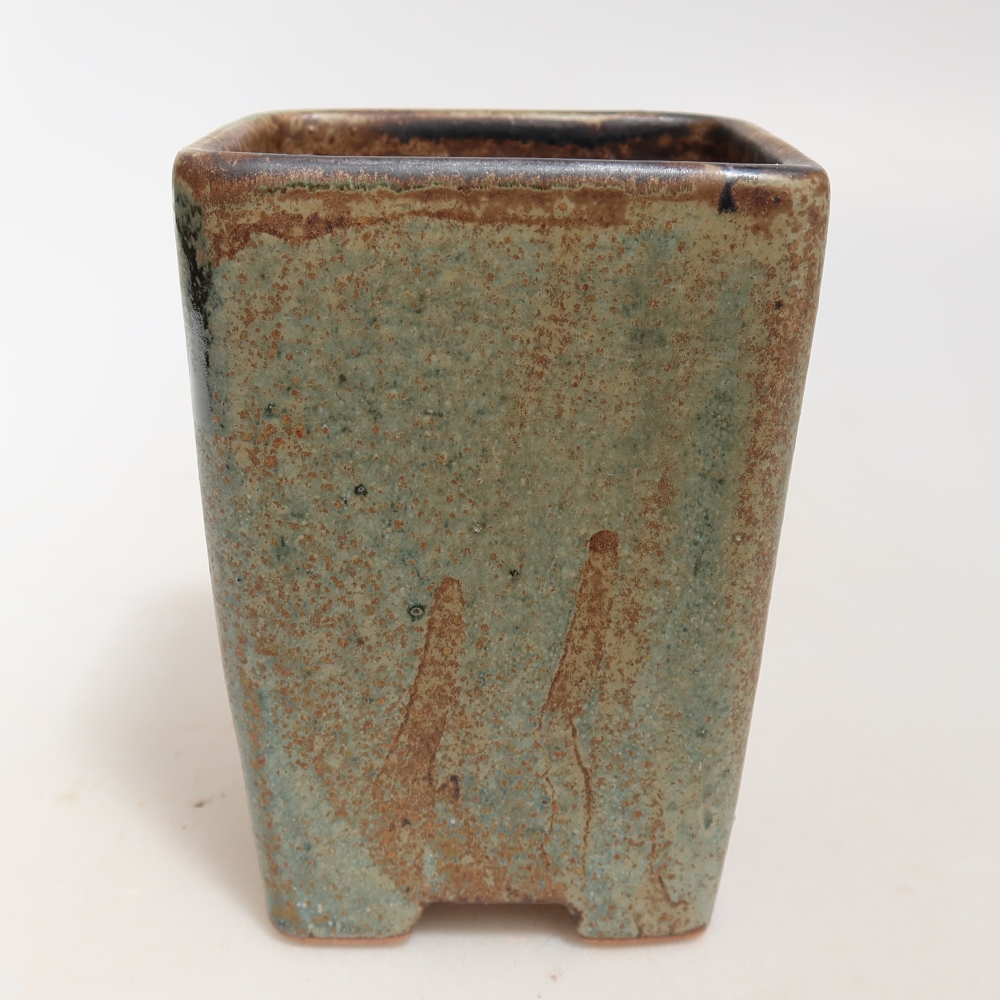 Keramische bonsaipot 7,5 x 7,5 x 10,5 cm, kleur bruingroen