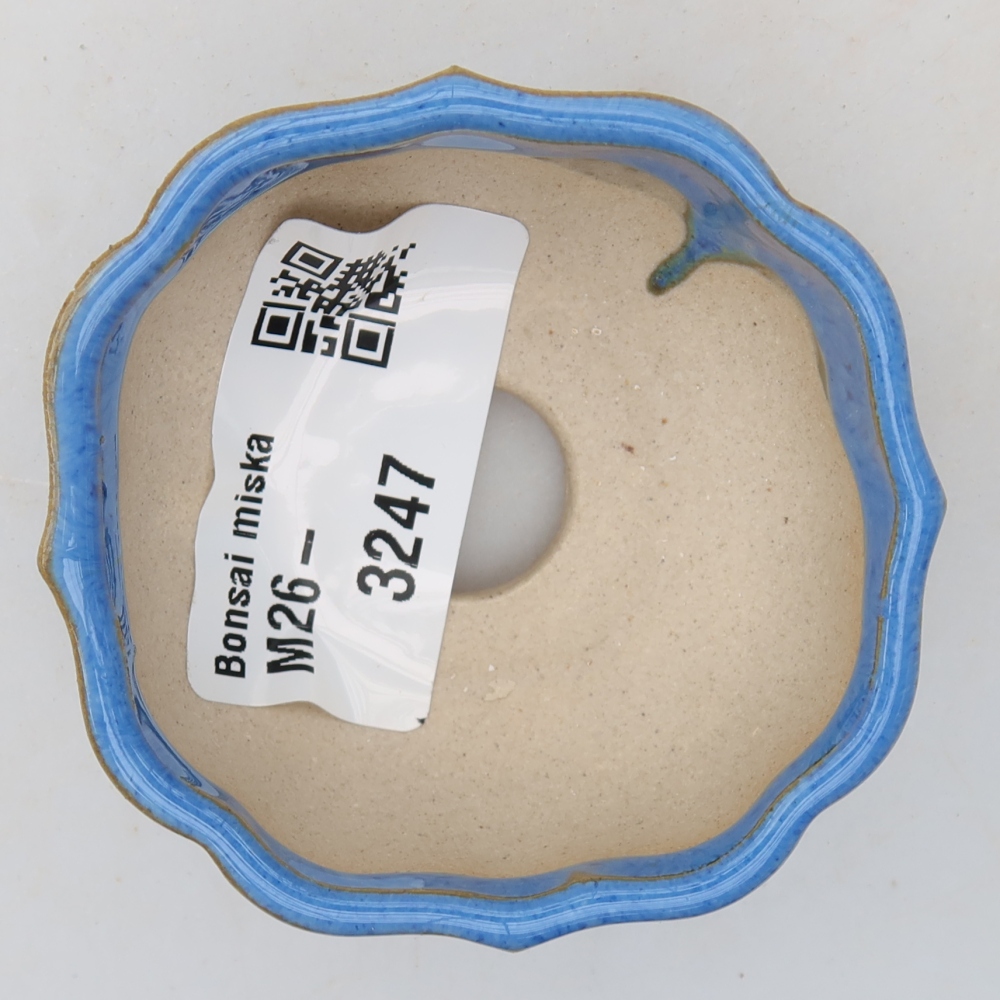 Keramische bonsaipot 6 x 6 x 3 cm, kleur: blauw