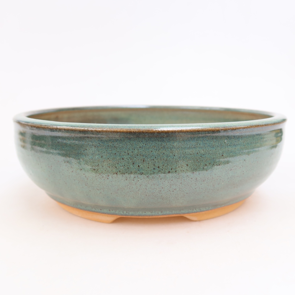 Keramische bonsaipot 21,5 x 21,5 x 7 cm, kleur groen
