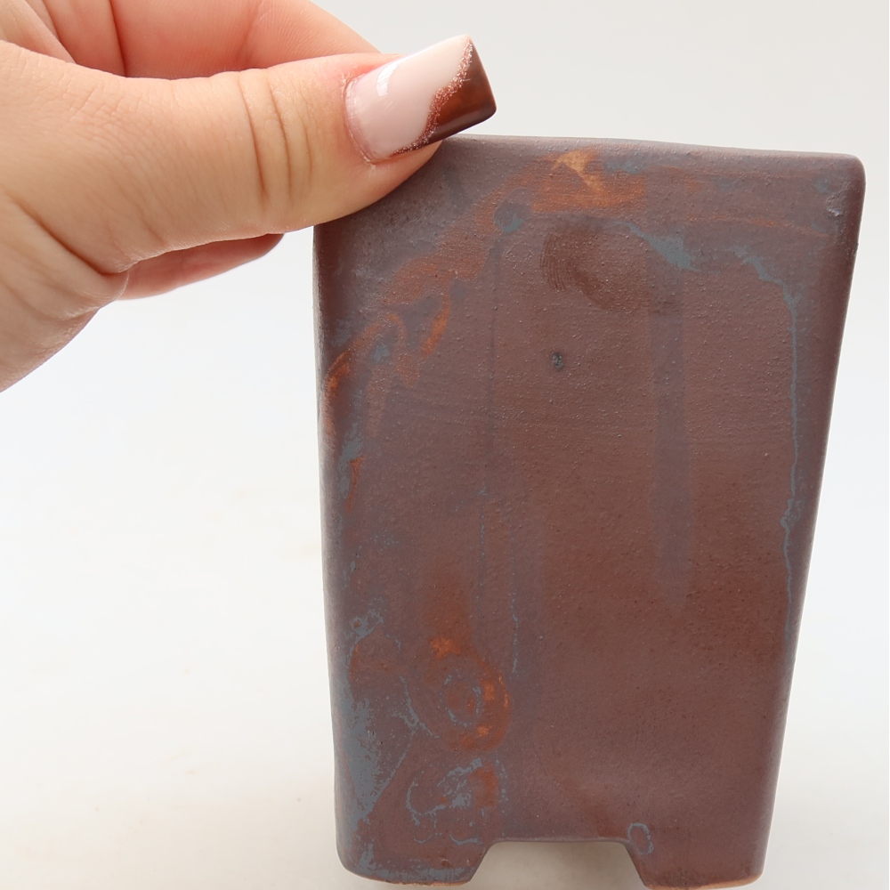 Keramische bonsaipot 7,5 x 7,5 x 10,5 cm, metaalachtige kleur