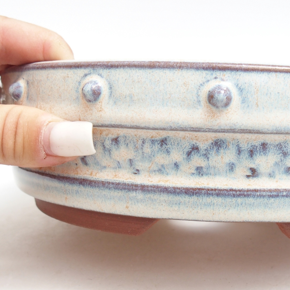 Bonsaischaal van keramiek 20,5 x 20,5 x 6 cm, kleur blauw