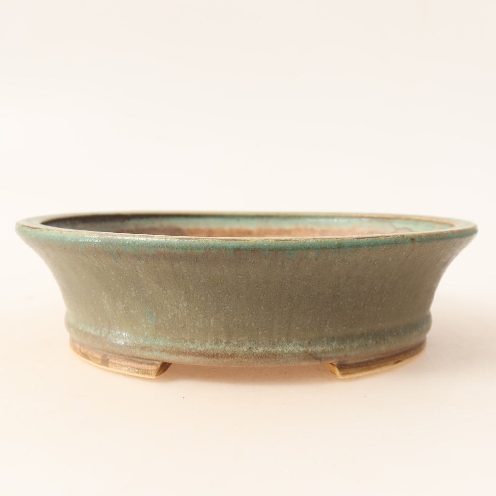 Keramische bonsaipot 17,5 x 16,5 x 4,5 cm, kleur: groen