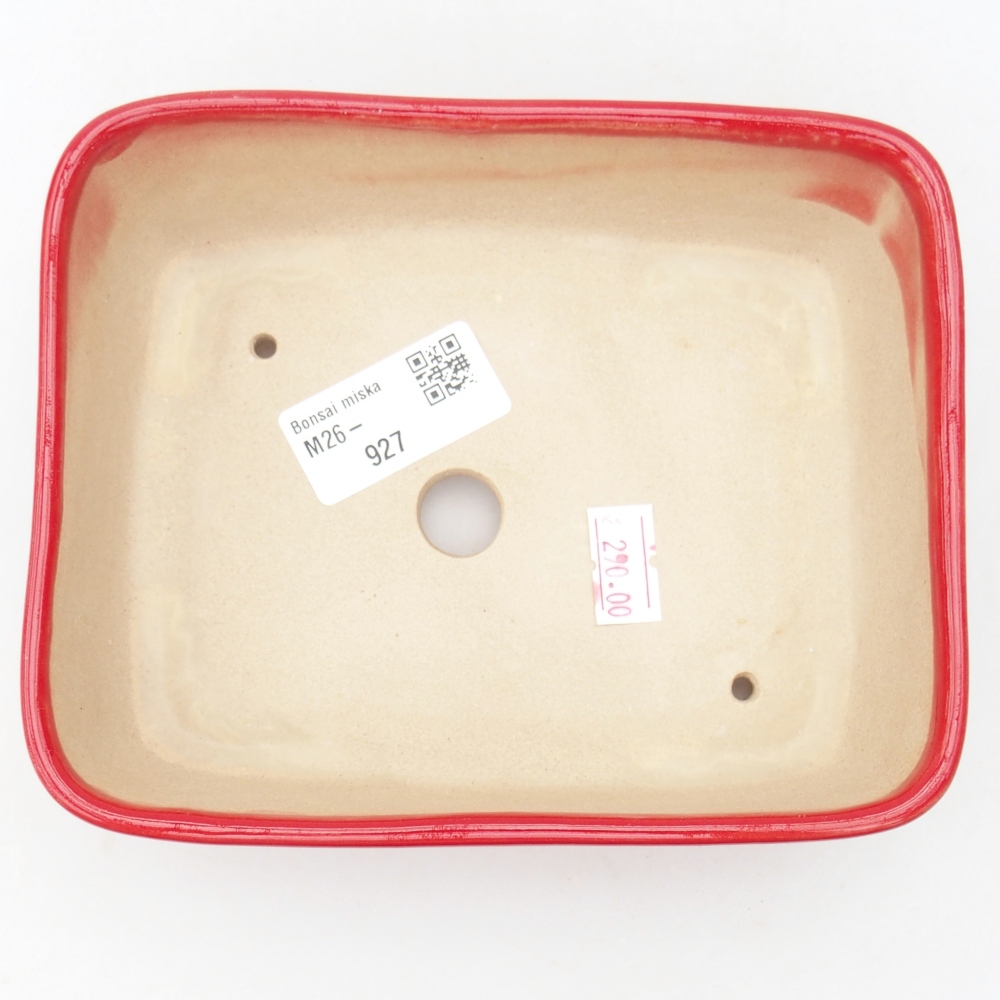 Bonsaischaal van keramiek 15 x 12 x 4,5 cm, kleur rood
