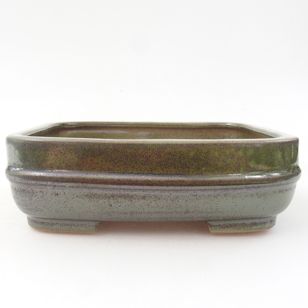 Bonsaischaal van keramiek 14 x 12,5 x 4,5 cm, groen
