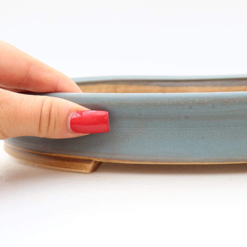 Keramische bonsaischaal 31 x 27 x 4,5 cm, kleur blauw