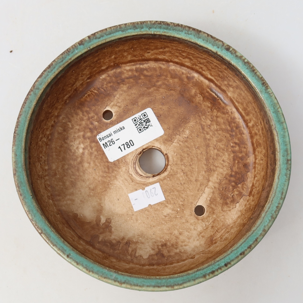 Bonsaischaal van keramiek 15,5 x 15,5 x 5 cm, groen