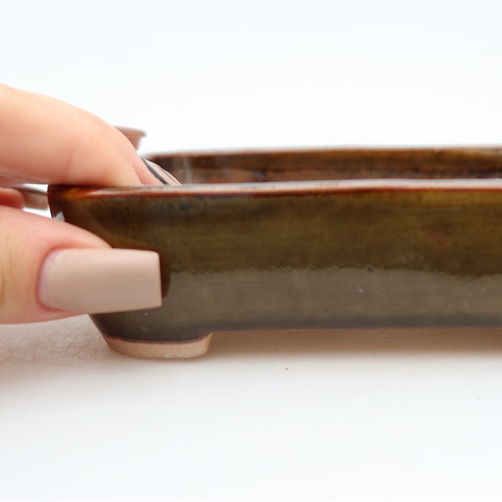 Keramische bonsaipot 12,5 x 9 x 3,5 cm, kleur bruin