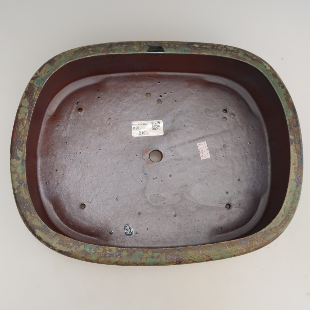 Keramische bonsaipot 31,5 x 24 x 8 cm, kleur bruingroen