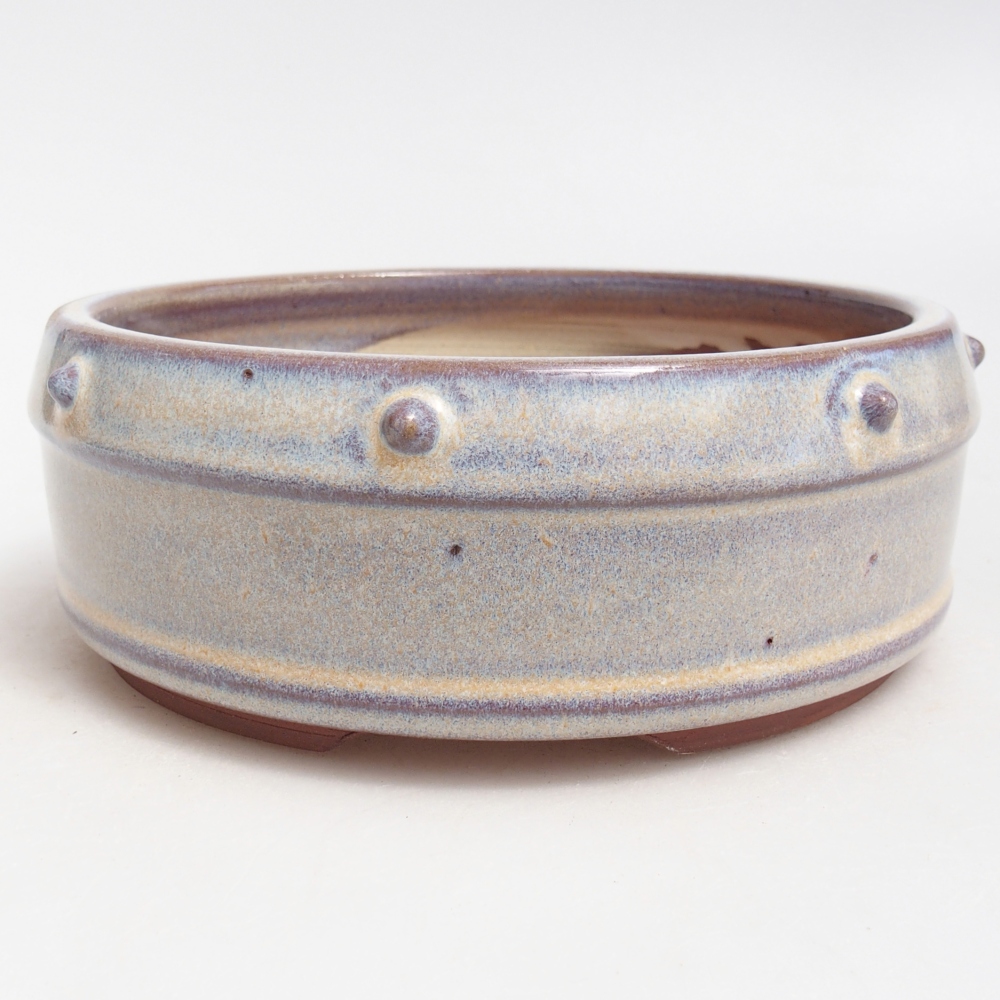Bonsaischaal van keramiek 16 x 16 x 6 cm, kleur blauw