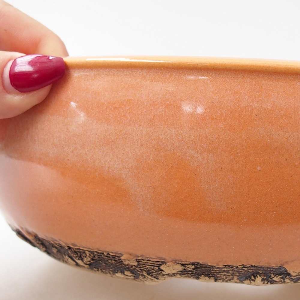 Bonsaischaal van keramiek 20,5 x 20,5 x 6 cm, oranje