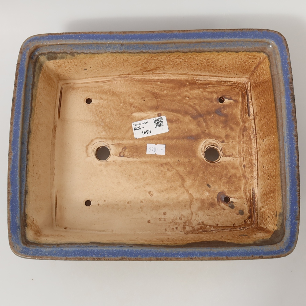 Keramische bonsaipot 29,5 x 24 x 8 cm, kleur: blauw