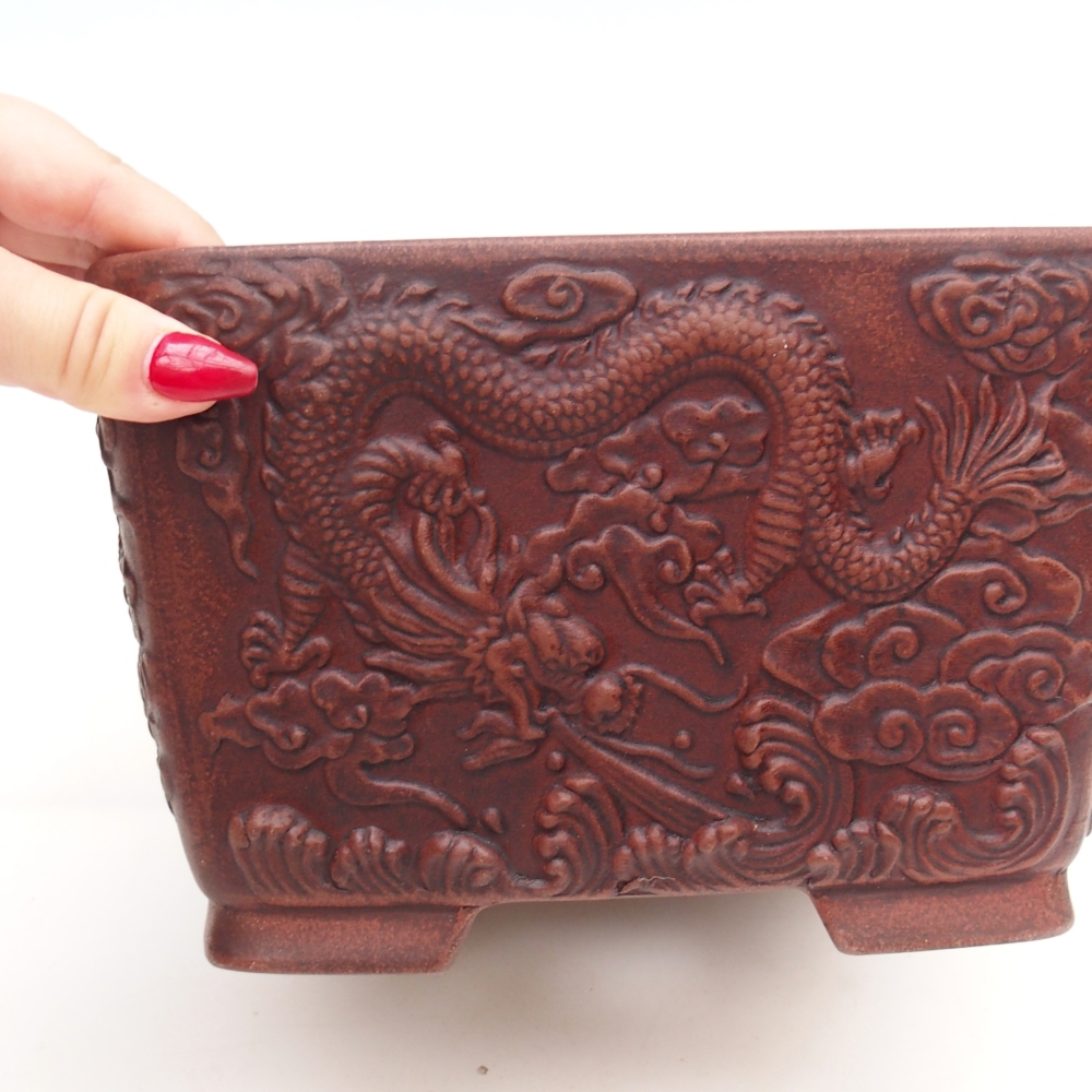 Bonsaischaal van keramiek 21 x 21 x 13 cm, bruin