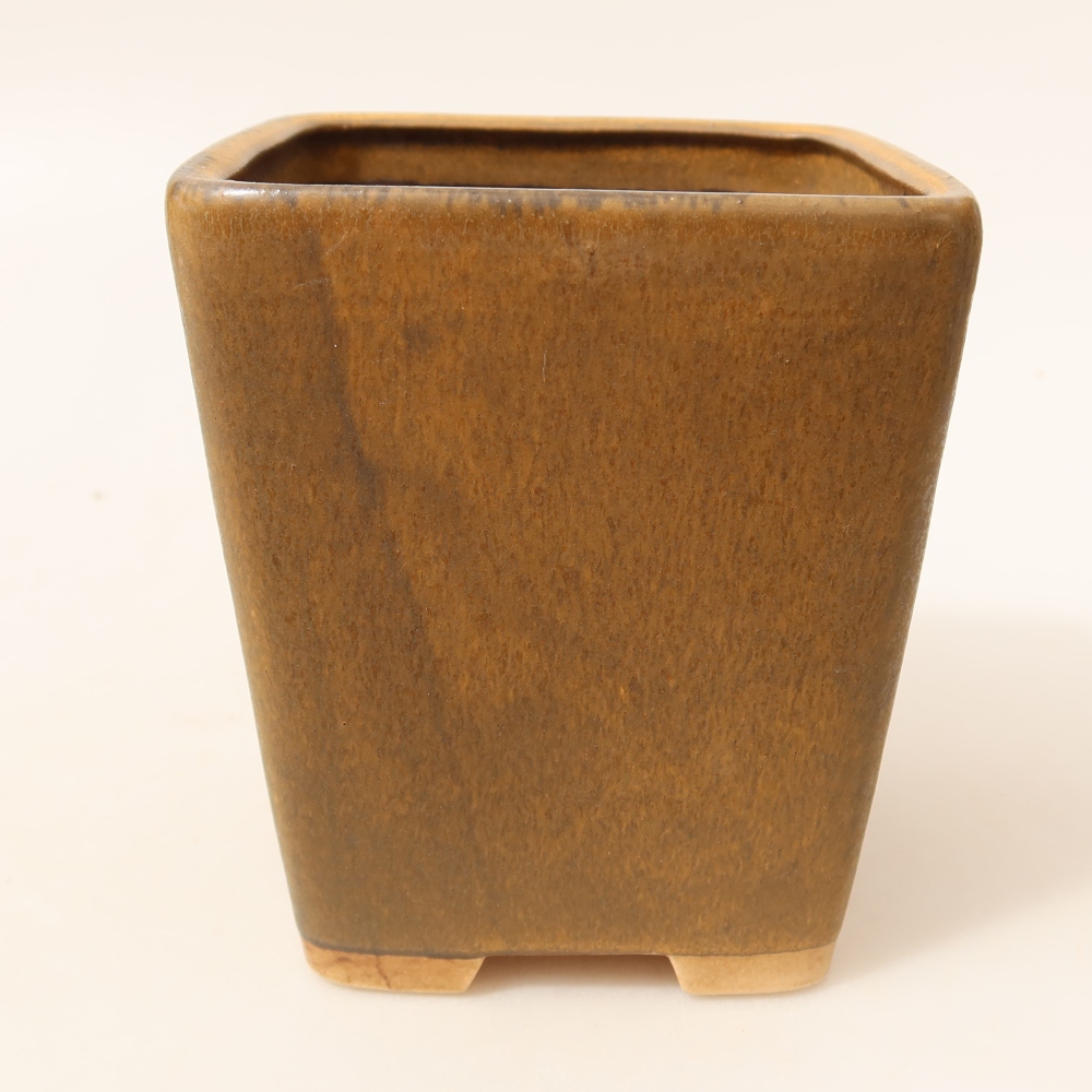 Keramische bonsaipot 10,5 x 10,5 x 12 cm, kleur bruin