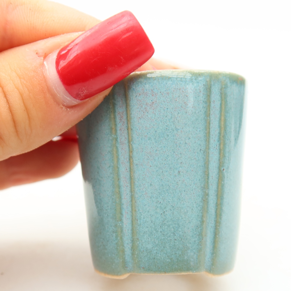 Bonsaischaaltje van keramiek 4 x 4 x 4,5 cm, kleur blauw