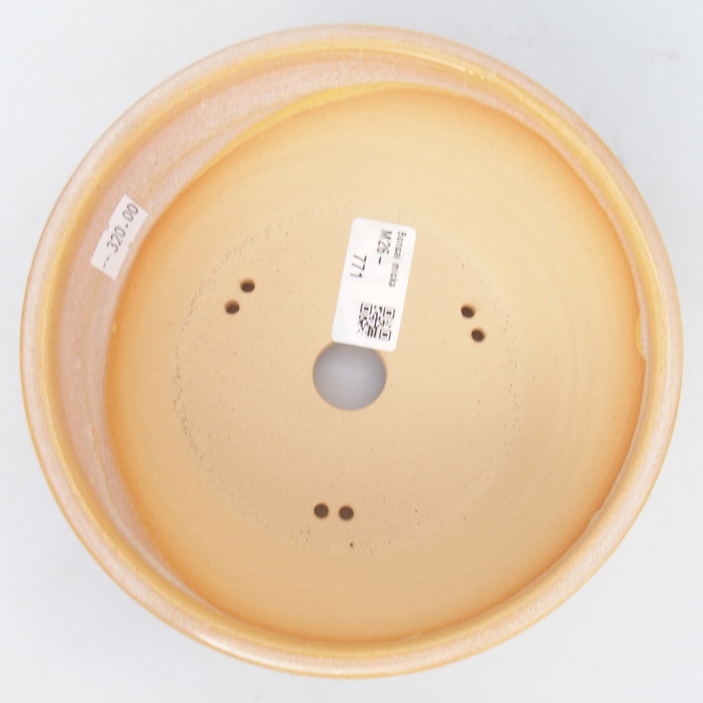 Bonsaischaal van keramiek 16,5 x 16,5 x 6,5 cm, kleur bruin-geel