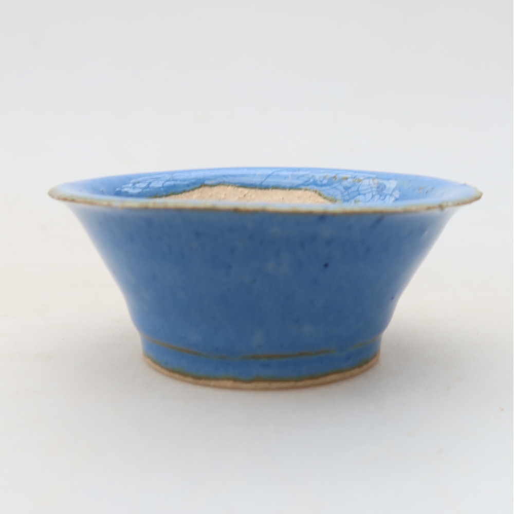 Bonsaischaaltje van keramiek 7 x 7 x 3 cm, kleur blauw