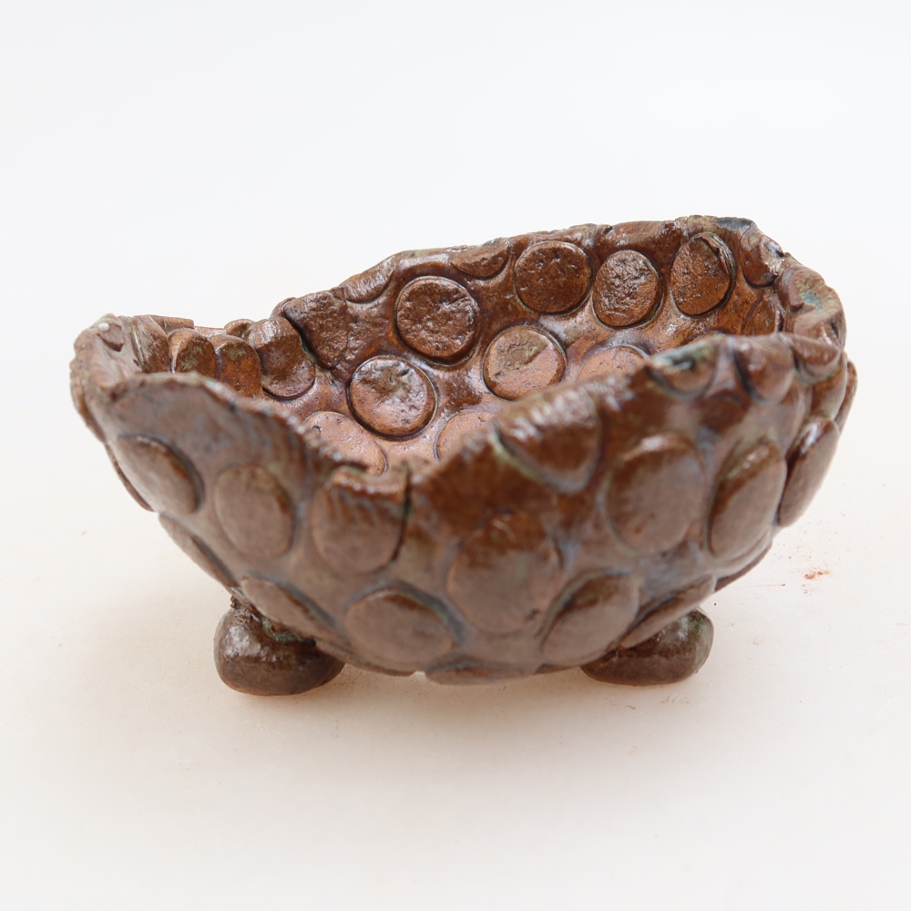 Keramische schaal  8,5 x 8,5 x 5 cm, kleur bruingroen