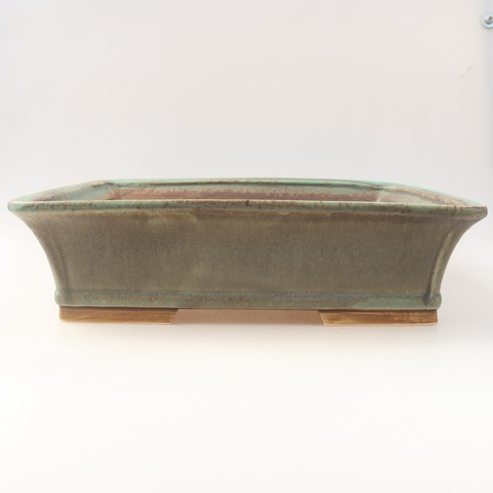Keramische bonsaischaal 29,5 x 24,5 x 8 cm, kleur: groen