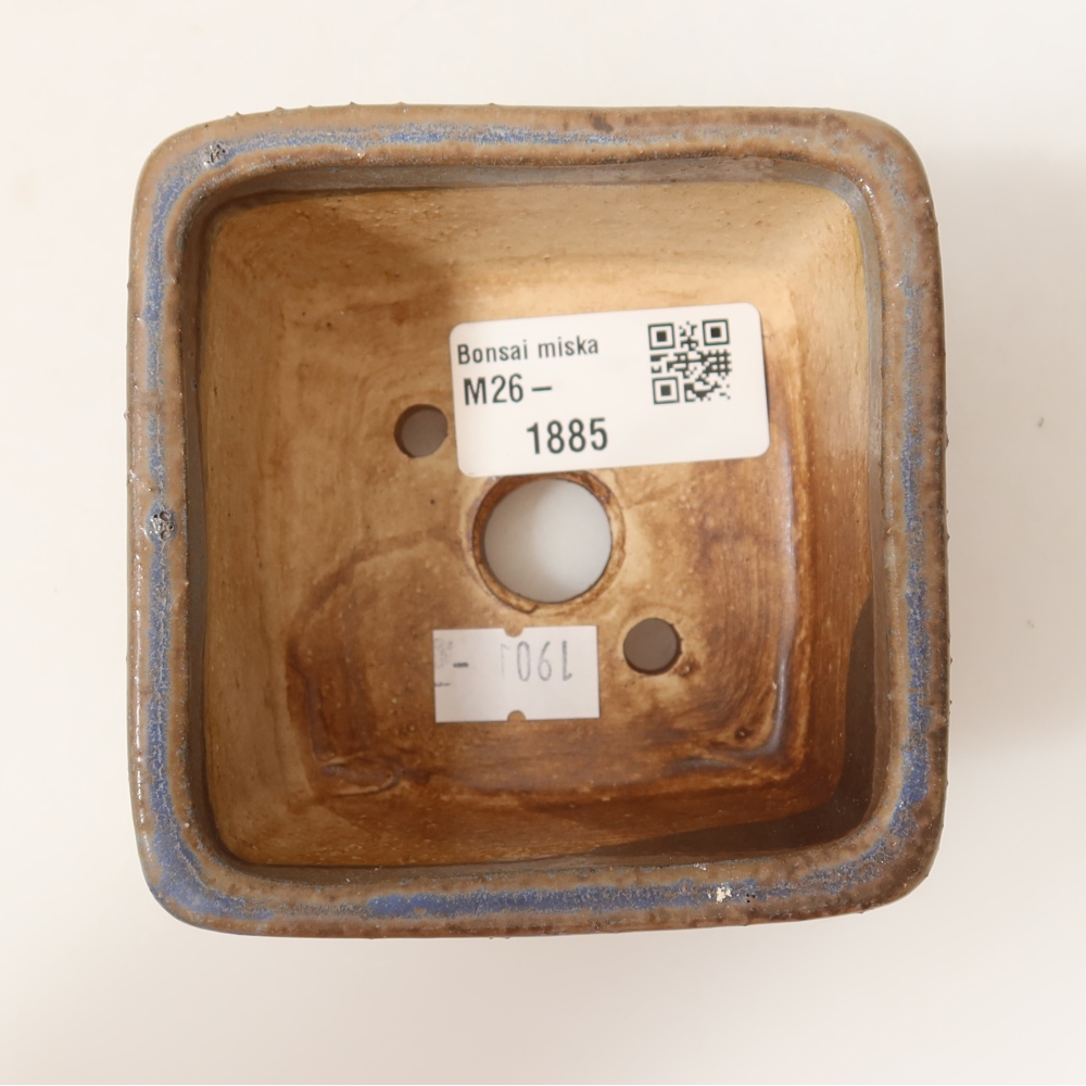 Bonsaischaal van keramiek 8,5 x 8,5 x 5,5 cm, kleur blauw