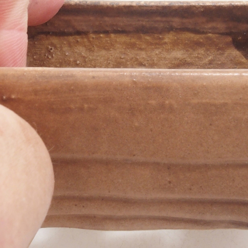 Bonsaischaal van keramiek 10 x 8,5 x 4 cm, bruin