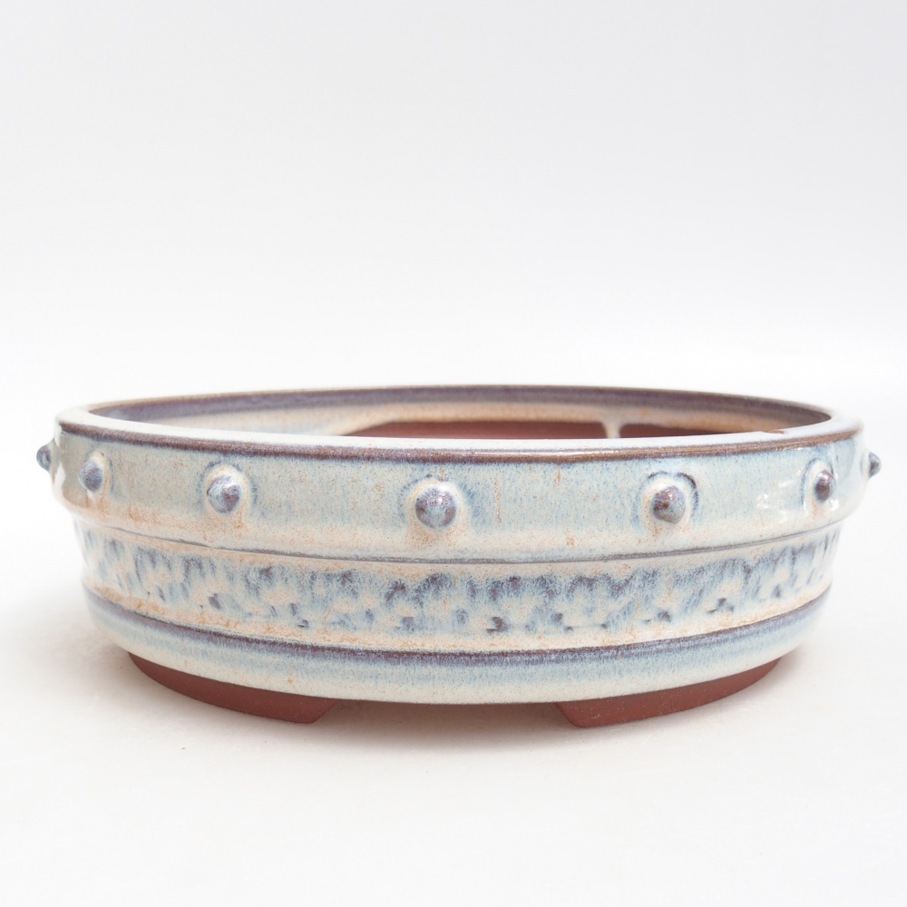 Bonsaischaal van keramiek 20,5 x 20,5 x 6 cm, kleur blauw