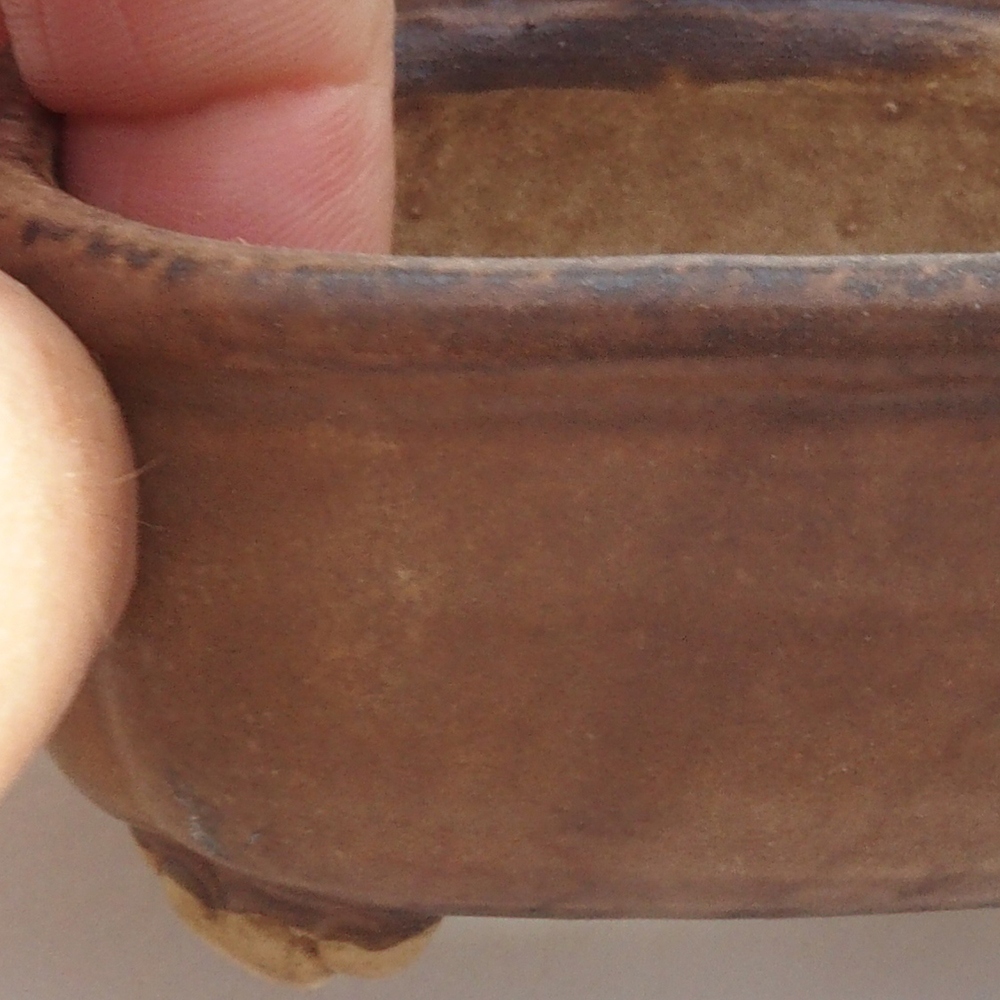Bonsaischaal van keramiek 10 x 8,5 x 4 cm, bruin