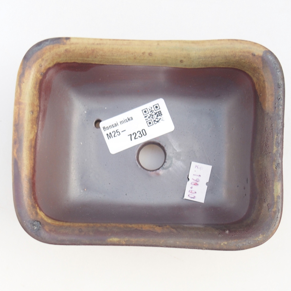 Bonsaischaal van keramiek 26 x 26 x 8 cm, kleur rood