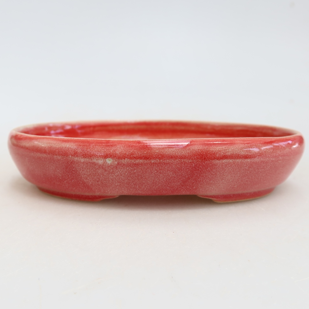 Keramische bonsaischaal 13 x 9,5 x 2,5 cm, kleur: rood