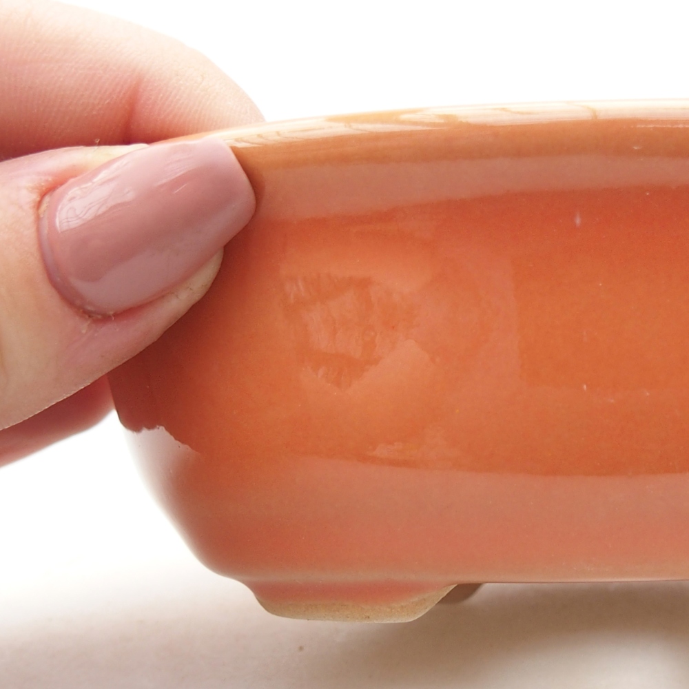 Bonsaischaal van keramiek 11 x 8,5 x 4 cm, oranje