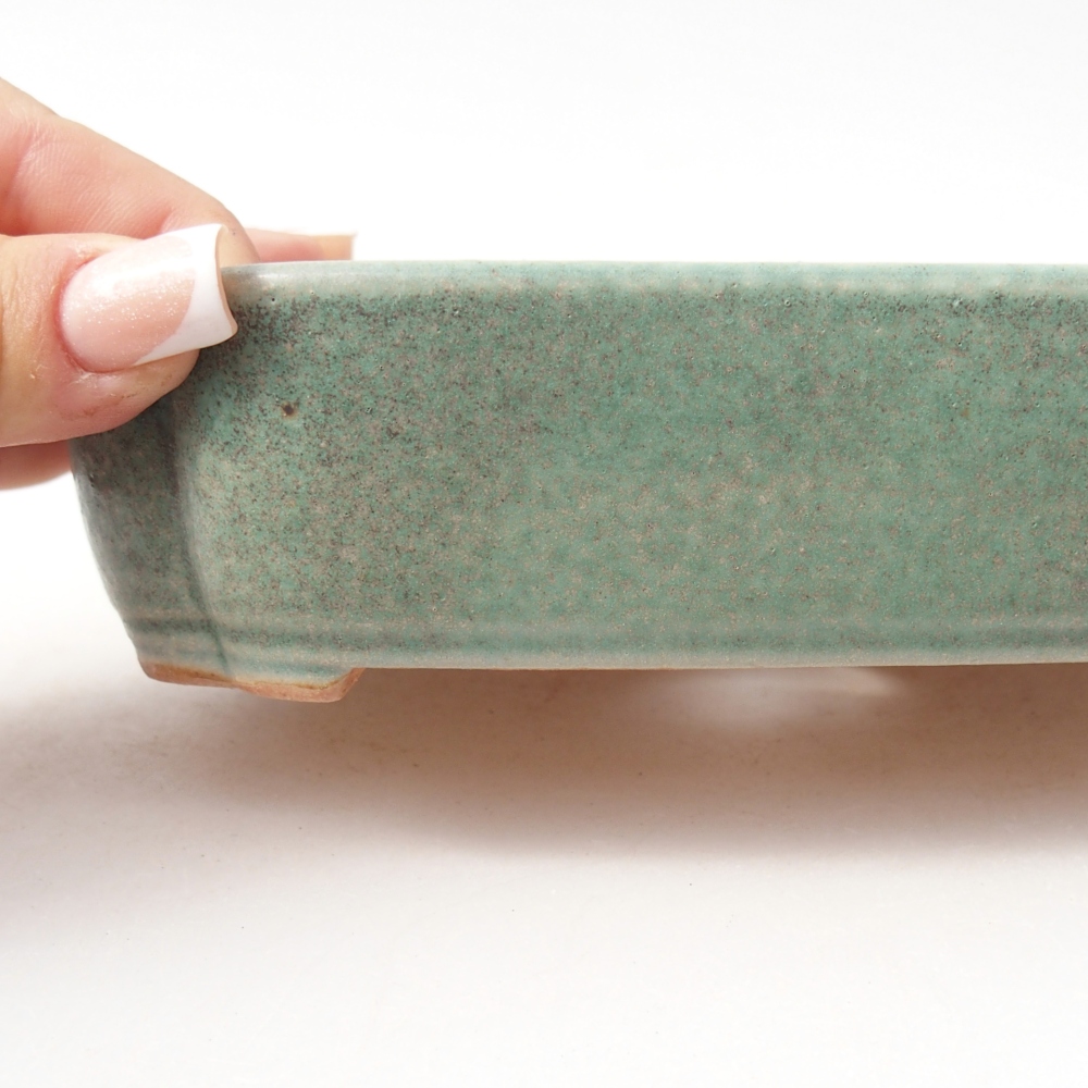 Bonsaischaal van keramiek 16 x 11,5 x 4 cm, groen