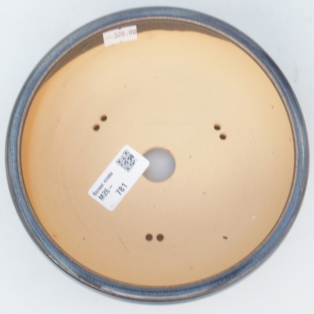 Bonsaischaal van keramiek 17 x 17 x 6 cm, kleur blauw