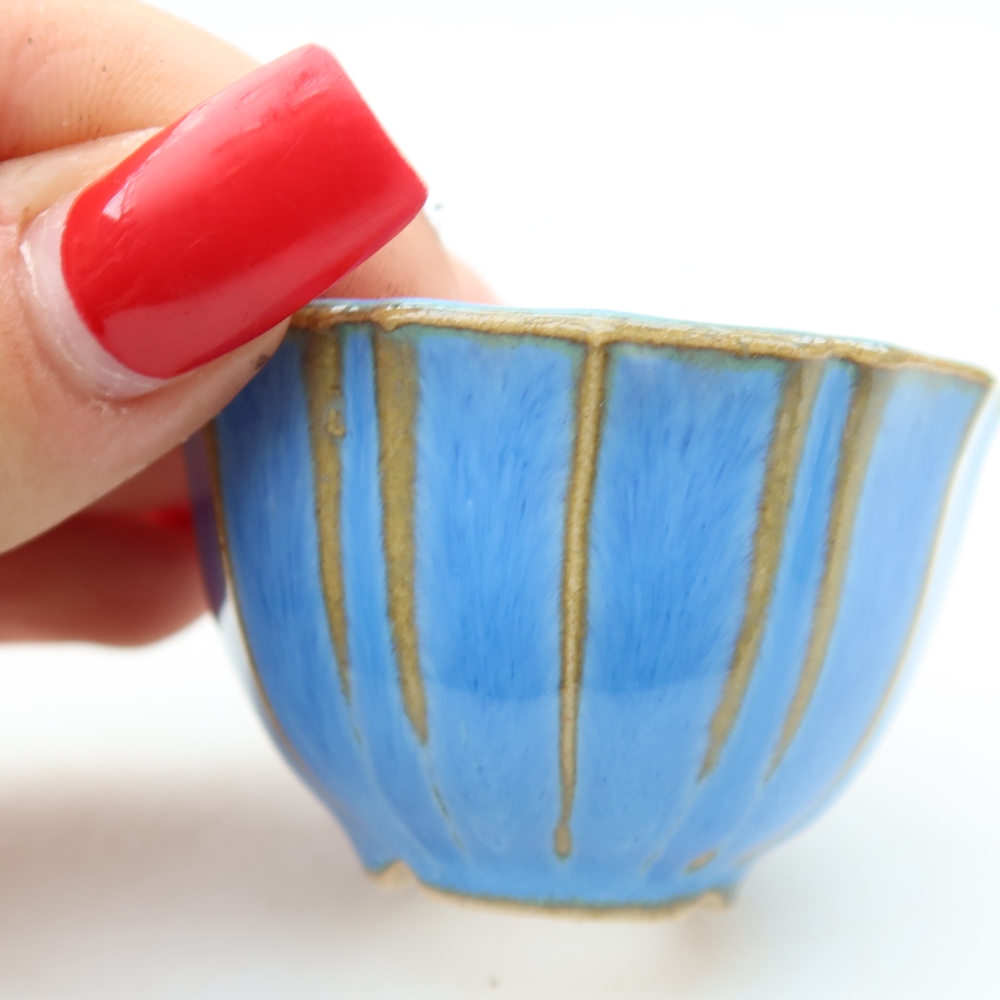 Keramische bonsai-schaal 5,5 x 5,5 x 3,5 cm, kleur: blauw