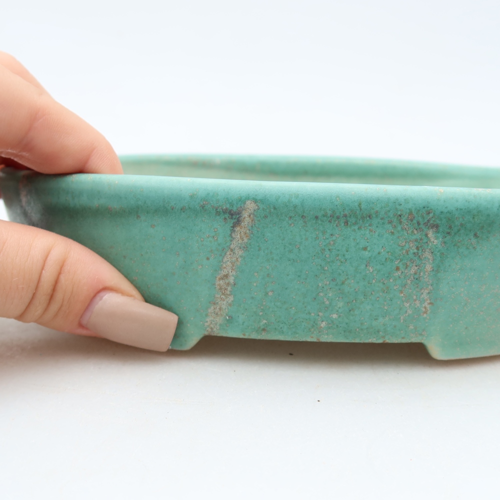 Bonsaischaal van keramiek 17 x 14 x 4 cm, groen