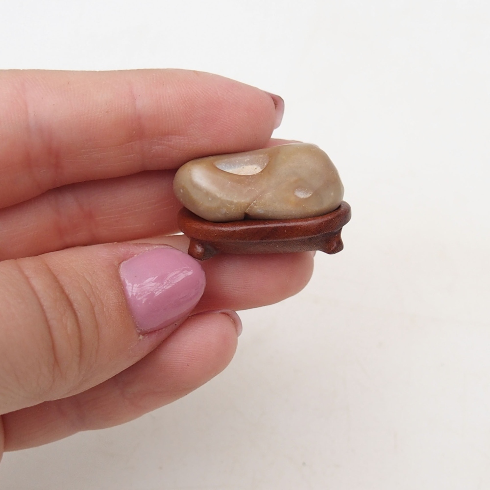 Suiseki - Steen met DAI (houten basis)