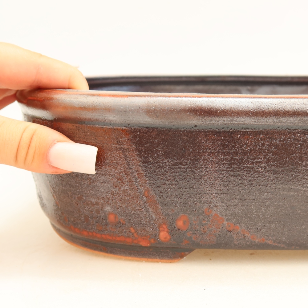 Keramische bonsaipot 31,5 x 24 x 8 cm, kleur metaalrood