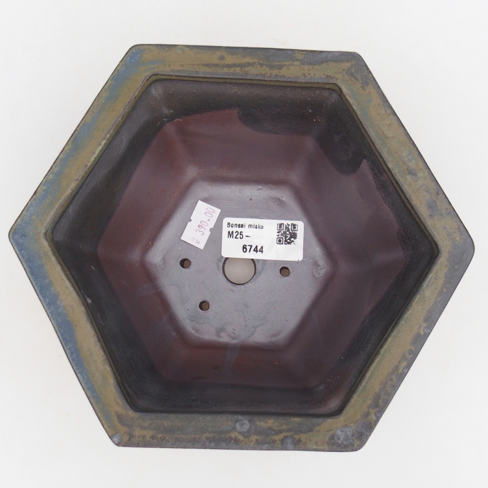 Bonsaischaal van keramiek 18,5 x 16,5 x 9 cm, bruin