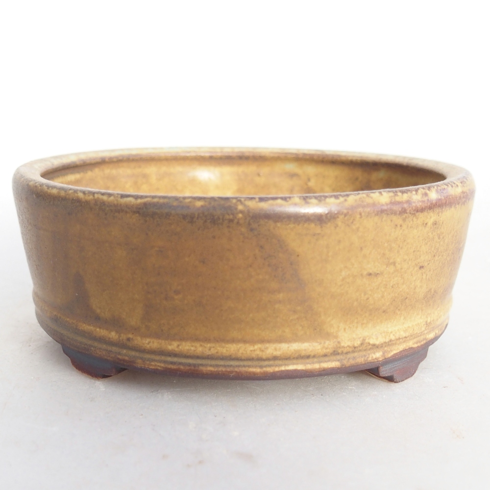 Bonsaischaal van keramiek 9 x 9 x 3,5 cm, bruin