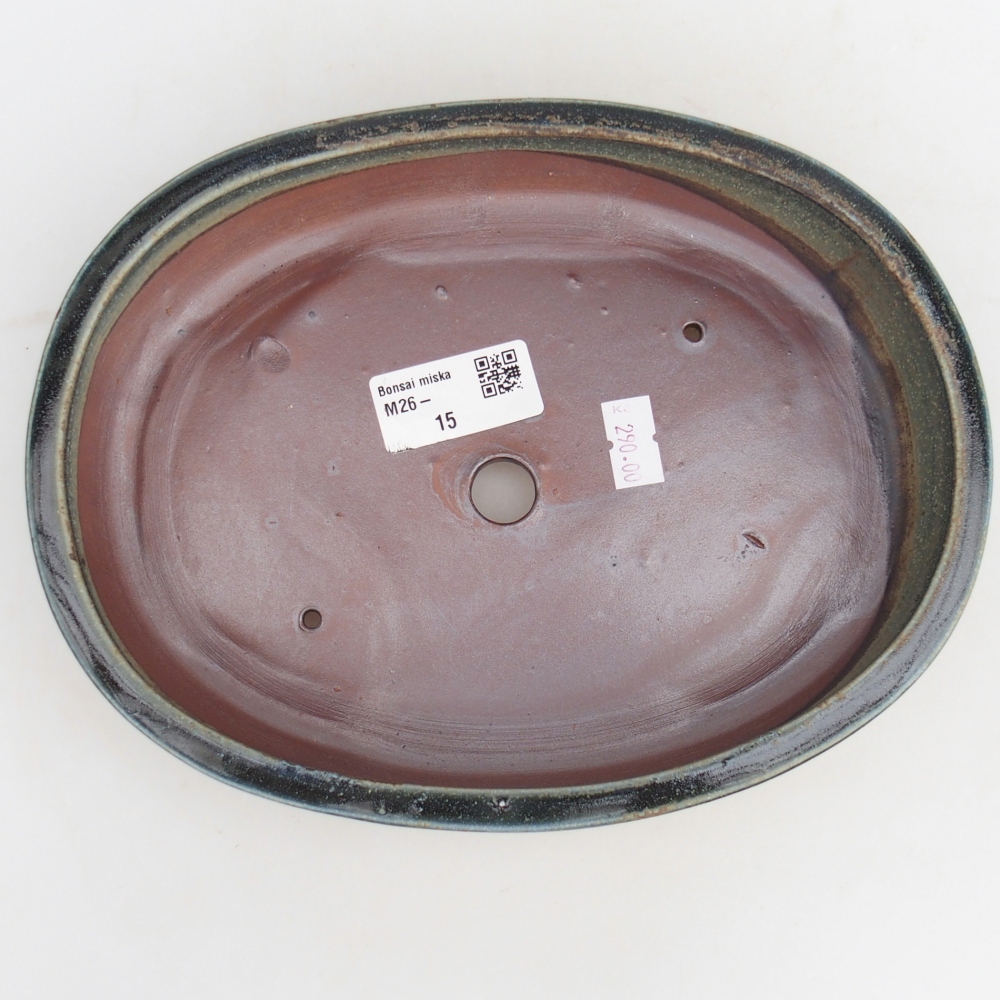 Bonsaischaal van keramiek 22,5 x 17 x 4,5 cm, groen